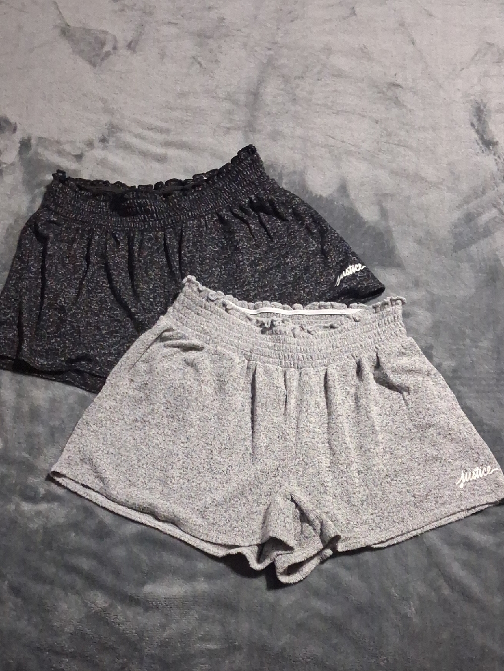 Justice Girls Lounge Shorts - Light Gray & Black